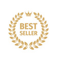 best seller badge logo design gold laurel wreath vector image vector image