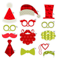 christmas photobooth party set - glasses hats lips vector image
