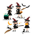 halloween little witches collection vector image