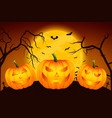 happy halloween banner with three pumkins vector image