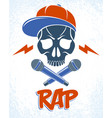rap music logo or emblem with aggressive skull vector image