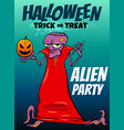 halloween holiday cartoon design with alien vector image