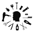 silhouette of man with barber tools vector image