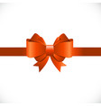 gift card with orange bow and ribbon vector image