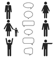 people black icons and speech bubbles set vector image