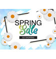 spring sale banner with flowers and frame vector image vector image