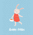 easter greeting card template with cute bunny vector image vector image
