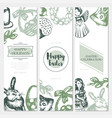 happy easter - color hand drawn square template vector image