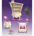 set cartoon white bedroom furniture and cabinet vector image