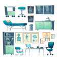 clinic interior doctor stuff isolated hospital set vector image