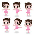 cute ballerina girl in pink dress collection vector image