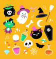 adorable cute scary halloween character set vector image