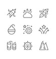 set line icons firework vector image
