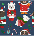 seamless pattern with cute christmas bears vector image
