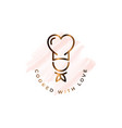 chef with heart watercolor logo cooked concept vector image vector image