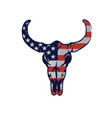 buffalo skull with flag vector image vector image