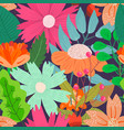 cute contrast floral pattern with messy flowers vector image