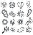 microscopic viruses linear design various shape vector image