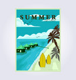 summer surfing beach vintage poster classic vector image vector image