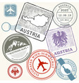travel stamps set - austria vienna and alps vector image