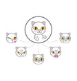cat face expression white face set sticker vector image vector image