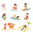 set nine assorted kids summer activities vector image