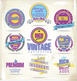 set of vintage premium quality labels retro colors vector image