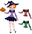 pretty witch with pumpkin and set blouses vector image