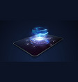 designing a car on tablet hologram vector image vector image