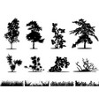 trees bushes and grass silhouettes vector image
