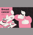 isometric breast cancer background vector image vector image