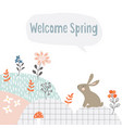 cute easter web banner with white rabbit flowers vector image vector image