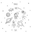 hand drawn space elements cosmonaut satellites vector image vector image
