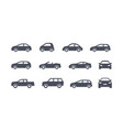 set of monochrome icons of different cars vector image vector image