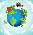 plane flying around the world vector image