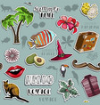 seamless pattern with summer travel stickers set vector image vector image
