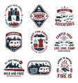 set camping badges concept for shirt vector image