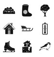 winter time icon set simple style vector image vector image