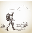 woman trekking vector image vector image