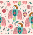 seamless pattern with beautiful spring bird vector image vector image
