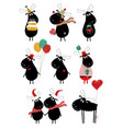 funny set with cute moose vector image