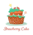 baked strawberry cake dessert food vector image