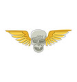 continuous one line drawing winged skull grim vector image