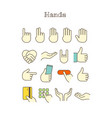 different thin line color icons set hands vector image