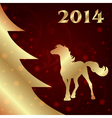 background with horse silhouette christmas tree vector image