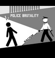 aggressive policeman walking towards black man vector image vector image