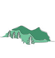 mountain landscape forest theme drawn in one line vector image