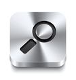 square metal button perspektive - magnifier icon vector image