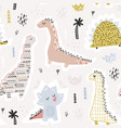 childish seamless pattern with hand drawn funny vector image