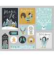 christmas card set hand drawn style vector image vector image